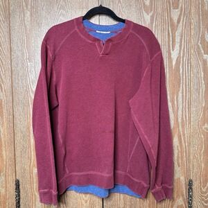 Tommy Bahama Reversible Mens Crewneck Sweatshirt Burgundy Blue Cotton XL Relaxed